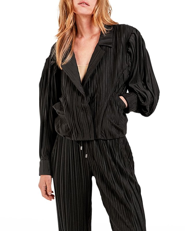 Sammie Jersey Plisse Drop-Shoulder Jacket